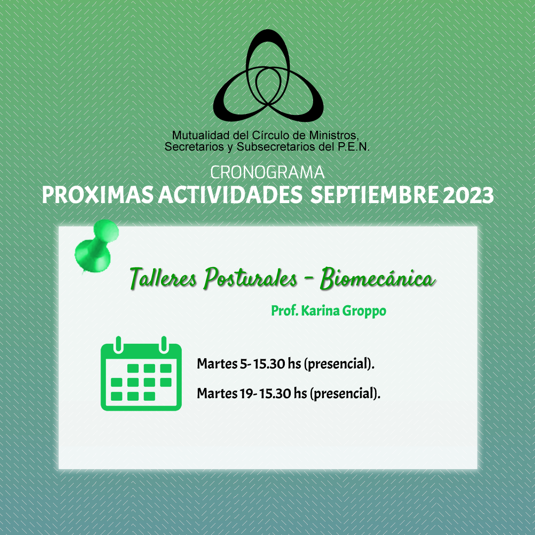 Proximas actividades talleres posturales de biomecanica